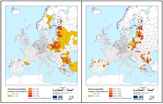hande_demirel_ortak_ab_projesi-1 Avrupa Birliği (AB) fonları yardımı ile Güneydoğu Avrupa’da 2010 sonrası inşaa edilen karayollarının bölgesel kalkınmaya etkisini araştıran projenin sonuçları haritada gösterilmektedir.(Kompil, M., Demirel, H., Christidis, P. -2013)