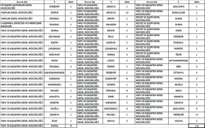 Harita teknikerlerinin 2016/1 kadro dağılımı.