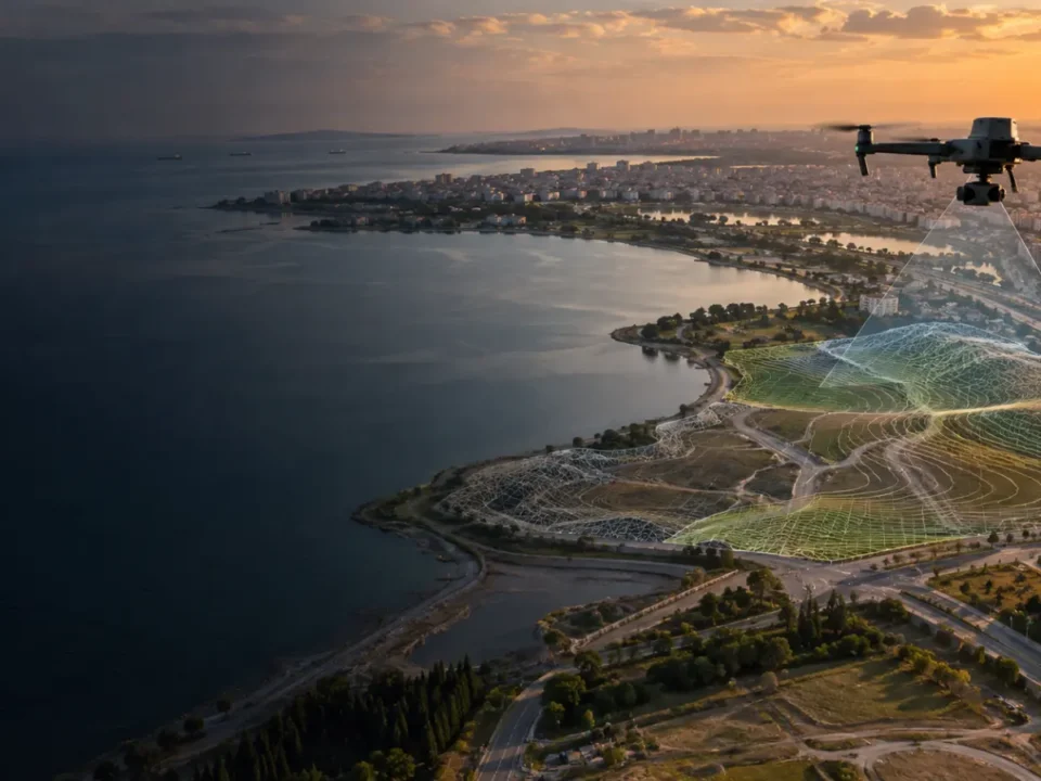 Avcılar kıyı ve kentsel arazisinde ortofoto üreten haritalama dronu