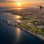 Bakırköy kıyı ve yeşil alanları üzerinde ölçüm yapan RTK haritalama dronu