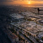 Bayrampaşa ticari ve dönüşüm alanında veri toplayan RTK haritalama dronu