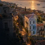 Beyoğlu tarihi yapı cephesi ve çatısında veri toplayan RTK haritalama dronu