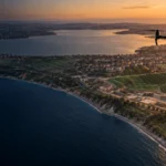 Büyükçekmece göl havzası, Marmara kıyısı ve eğimli arazide ölçüm yapan haritalama dronu
