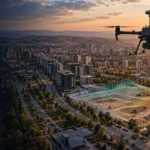 Çankaya yoğun kentsel açık şantiyesinde veri toplayan RTK haritalama dronu temsili