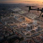 Esenler yoğun kent dokusundaki kontrollü dönüşüm şantiyesini ölçen haritalama dronu