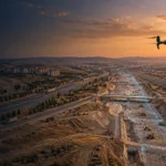 Etimesgut geniş proje alanı ve ulaşım koridorunda veri toplayan RTK haritalama dronu temsili