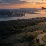 Eyüpsultan kıyı, orman, havza ve kırsal yol geçişinde çalışan haritalama dronu