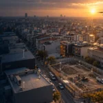 Güngören sık yapı adaları, ticari çatılar ve kontrollü dönüşüm parselinde çalışan haritalama dronu