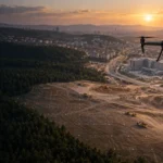 Sancaktepe’de gelişen yerleşim, açık altyapı ve orman eşiğinde çalışan haritalama dronu