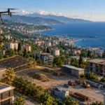 Ortahisar teknik rehberinde kullanılan kıyıdaki yamaç kent ve yapı dokusunun temsili illüstrasyonu